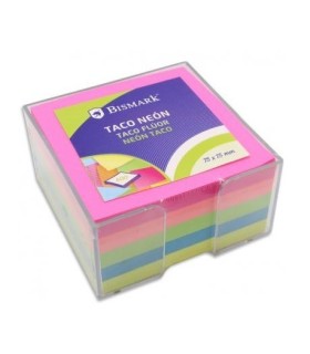 TACO NOTAS NEÓN 400 HOJAS 75x75mm CON CAJA BISMARK
