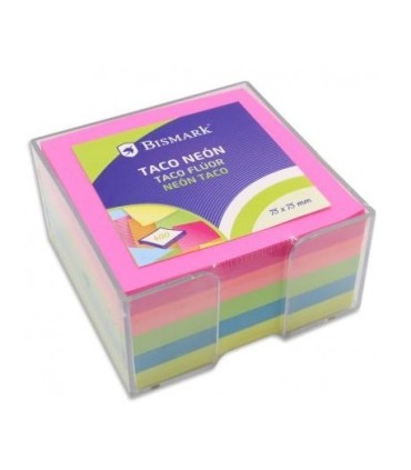 TACO NOTAS NEÓN 400 HOJAS 75x75mm CON CAJA BISMARK