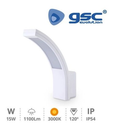 APLIQUE PARED LED GSC BAYAKA BLANCO 15W LUZ CALIDA 6000K 1100 LUMENES - IP54