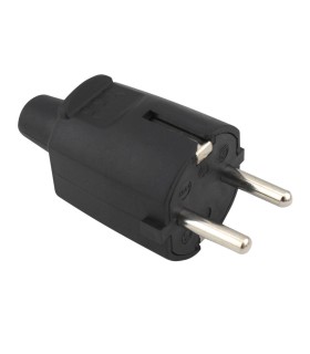 CLAVIJA BIPOLAR NEGRA GSC - ENTRADA CABLE RECTA 4 8mm - 16A  250V - 50Hz