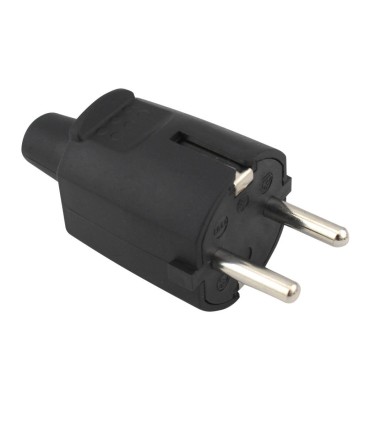 CLAVIJA BIPOLAR NEGRA GSC - ENTRADA CABLE RECTA 4 8mm - 16A  250V - 50Hz