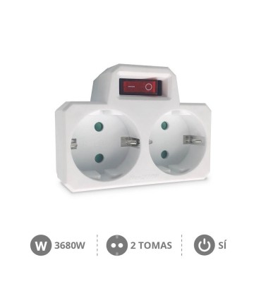 LADRON DOBLE CON INTERRUPTOR GSC - PROTECCIÓN INFANTIL - POTENCIA MAX  3.680W