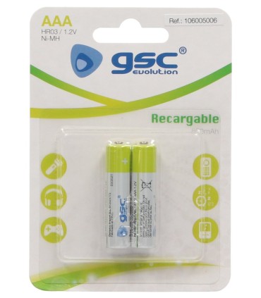 PILAS RECARGABLES GSC HR03 AAA 1 2V 800mAh - BLISTER 2 UNIDADES
