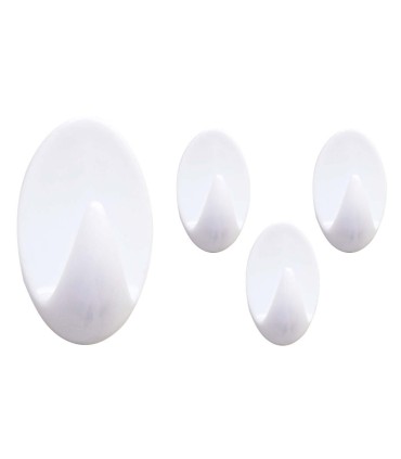 PACK 4 PERCHAS ADHESIVAS BLANCAS GSC - PERCHA PEQUEÑA HASTA 1Kg - PERCHA GRANDE HASTA 2Kg