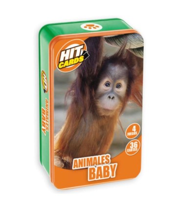 CARTAS EN CAJA METAL ANIMALES BABY 4 JUEGOS 36 CARTAS