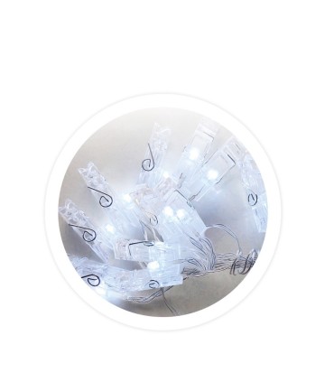 GUIRNALDA PINZAS LED TRANSPARENTES GSC - LUZ FRÍA -  FUNCIONA A PILAS