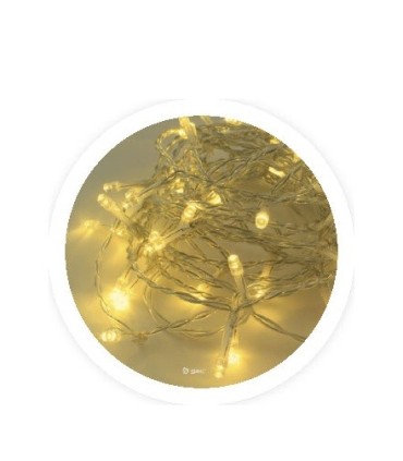 GUIRNALDA LED TRANSPARENTE GSC LUZ CALIDA 3000K - 5 METROS - FUNCIONA A LUZ