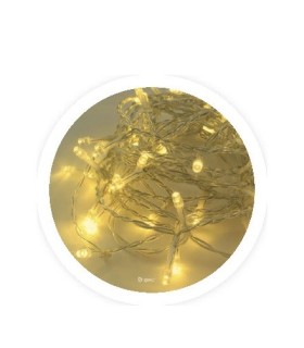 GUIRNALDA LED TRANSPARENTE GSC LUZ CALIDA 3000K - 10 METROS - FUNCIONA A LUZ