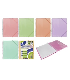 CARPETA ESPIRAL 60 FUNDAS COLORES PASTEL BISMARK
