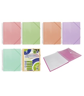 CARPETA ESPIRAL 30 FUNDAS COLORES PASTEL BISMARK