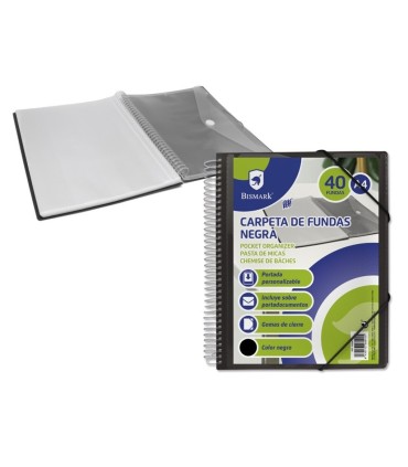 CARPETA 40 FUNDAS BISMARK ESPIRAL COLOR NEGRO
