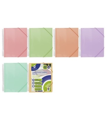 CARPETA 40 FUNDAS BISMARK ESPIRAL COLORES PASTEL SURTIDAS