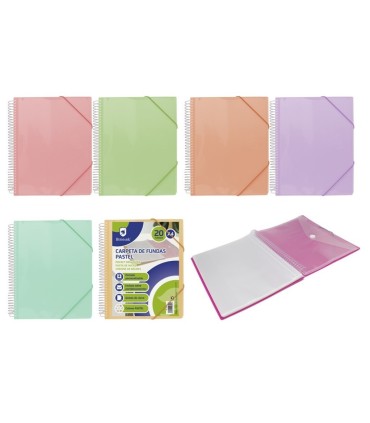 CARPETA 20 FUNDAS BISMARK ESPIRAL COLORES PASTEL SURTIDAS