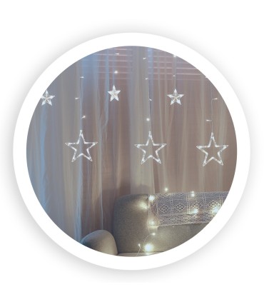 CORTINA LED ESTRELLAS GSC CON MANDO - LUZ FRIA - 3 5 METROS - CONEXION USB