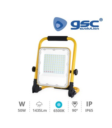 FOCO PROYECTOR LED CON BATERIA SAMPAYA GSC 50W LUZ BLANCA 6500K 1 500 LUMENES IP65