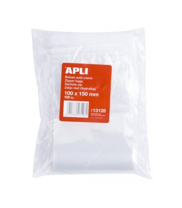 PAQUETE BOLSAS AUTOCIERRE APLI 100x150mm - PACK 100 BOLSAS