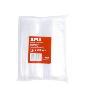 PAQUETE BOLSAS AUTOCIERRE APLI 160x220mm - PACK 100 BOLSAS
