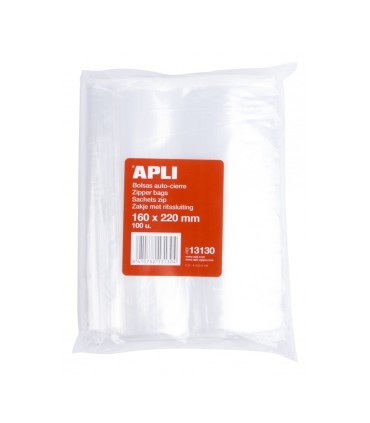 PAQUETE BOLSAS AUTOCIERRE APLI 160x220mm - PACK 100 BOLSAS