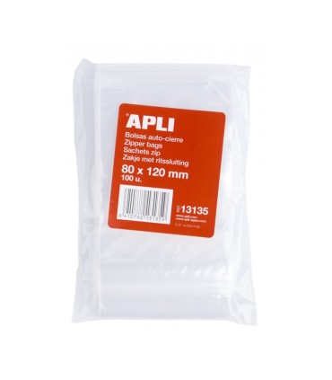 PAQUETE BOLSAS AUTOCIERRE APLI 80x120mm - PACK 100 BOLSAS