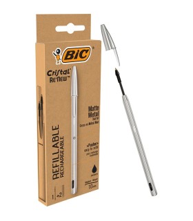 BOLIGRAFO BIC RE`NEW METAL CON 2 RECAMBIOS NEGRO