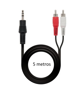 CABLE ESTEREO NANOCABLE NEGRO - JACK 3 5 MACHO A 2xRCA MACHO - 5 METROS