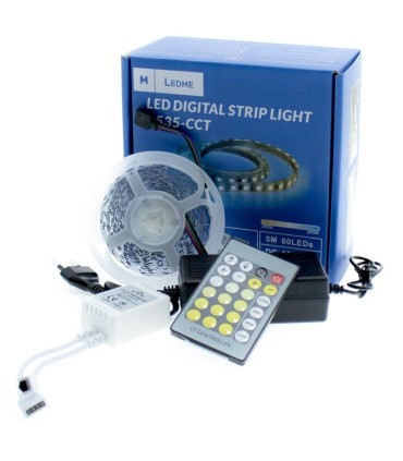 PACK TIRA LED DIGITAL CCT 12V SMD3535 5 METROS - CONTROL REMOTO + FUENTE DE ALIMENTACION