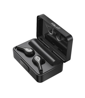 AURICULARES INALAMBRICOS MOBILE+ NEGROS CON ESTUCHE DIGITAL - BATERIA 1200mAh