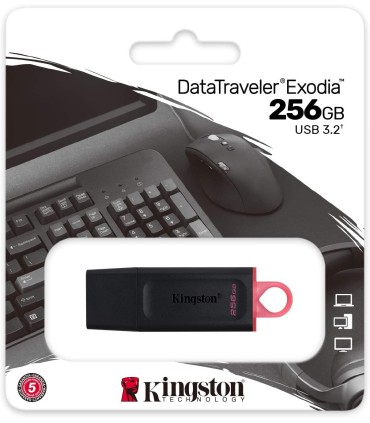 PENDRIVE 256GB KINGSTON DATATRAVELER EXODIA NEGRO - USB 3 2 GEN 1 - CON TAPA