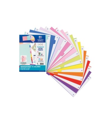 SEPARADORES OXFORD EXTRA FUERTE POLIPROPILENO A-4 10 COLORES PASTEL