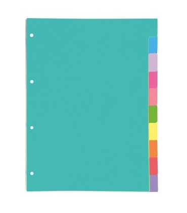 SEPARADORES OXFORD CARTULINA 10 COLORES 200gr.