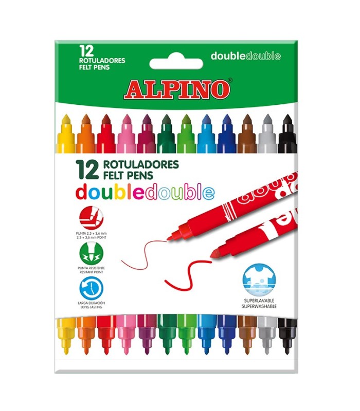 ROTULADORES DOBLE PUNTA ALPINO CAJA 12 COLORES