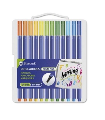 ROTULADORES PUNTA FINA LETTERING SET 24 COLORES BISMARK