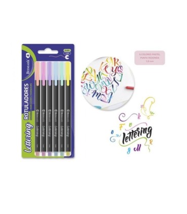 ROTULADOR LETTERING 6 COLORES PASTEL