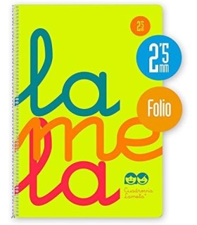 BLOC FOLIO LAMELA 2 5mm 80 HOJAS 90gr  TAPA PLASTICO AMARILLA