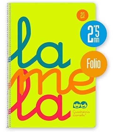 BLOC FOLIO LAMELA 2 5mm 80 HOJAS 90gr  TAPA PLASTICO AMARILLA
