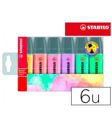 ESTUCHE FLUORESCENTE 6 UNIDADES STABILO
