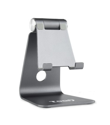 SOPORTE DE SOBREMESA TOOQ PARA MOVIL O TABLET GRIS - BASE ANTIDESLIZANTE - 3 POSICIONES