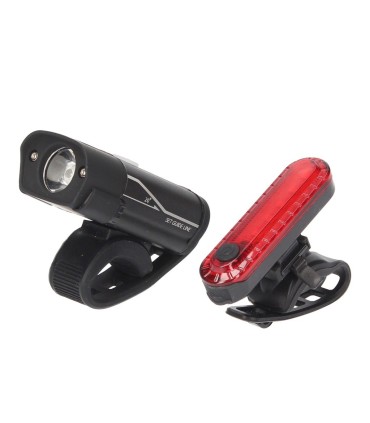 SET LUCES LED DELANTERA Y TRASERA PARA BICICLETA GSC - RECARGABLE USB - IMPERMEABLE