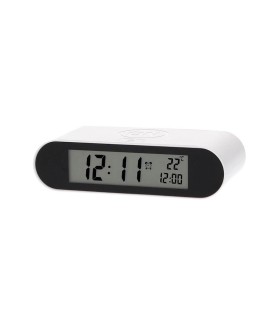 RELOJ DESPERTADOR DIGITAL BLANCO GSC - CON ALARMA, TERMÓMETRO, CALENDARIO - ILUMINACION