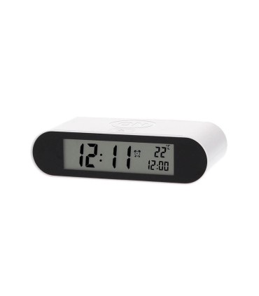RELOJ DESPERTADOR DIGITAL BLANCO GSC - CON ALARMA, TERMÓMETRO, CALENDARIO - ILUMINACION