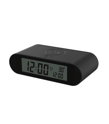 RELOJ DESPERTADOR DIGITAL NEGRO GSC - CON ALARMA, TERMÓMETRO, CALENDARIO - ILUMINACION