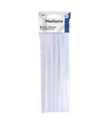 BARRAS DE SILICONA TRANSPARENTES HANTUMS BOLSA 6 UNIDADES Ø 11x200mm - SECADO RAPIDO