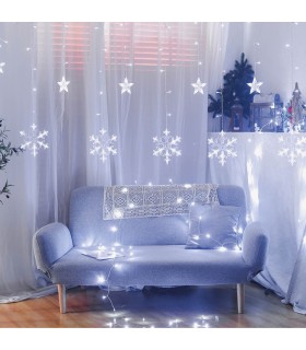 CORTINA LED ESTRELLAS Y COPOS GSC USB CON MANDO - LUZ FRIA - 3 5 METROS - IP44