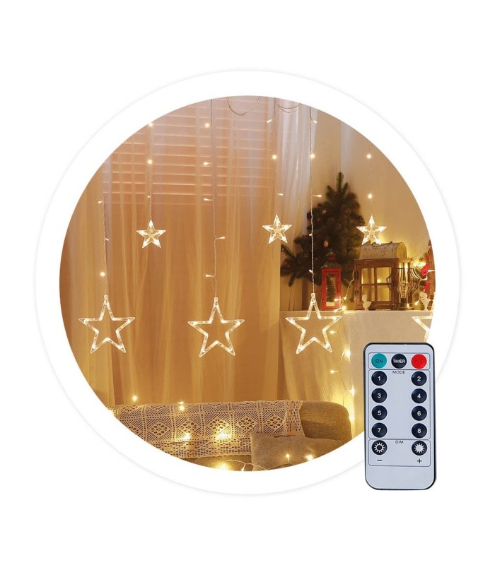 CORTINA LED ESTRELLAS GSC CON MANDO - LUZ CALIDA - 3 5 METROS - CONEXION USB
