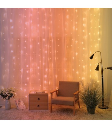 CORTINA LED LUMINOSA GSC - 8 FUNCIONES - RGB - 2x2 METROS - IP44 - FUNCIONA A LUZ