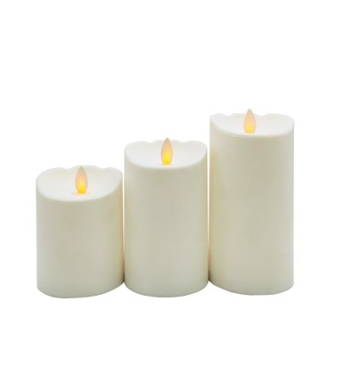 PACK 3 VELAS LED DECORATIVAS DE CERA GSC 100-120-150mm