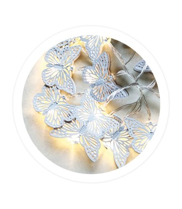 GUIRNALDA LED MARIPOSAS BLANCAS GSC 1 8 METROS - LUZ CALIDA - FUNCIONA A PILAS