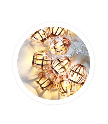 GUIRNALDA LED FAROLILLOS DE COBRE GSC LUZ CALIDA 3000K - 1 5 METROS - FUNCIONA A PILAS