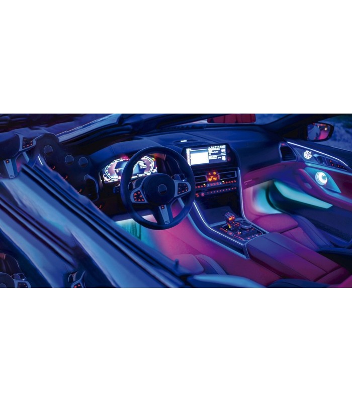 KIT 4 TIRAS LED GSC USB 230mm INTELIGENTE PARA COCHE RGB CON MANDO A DISTANCIA