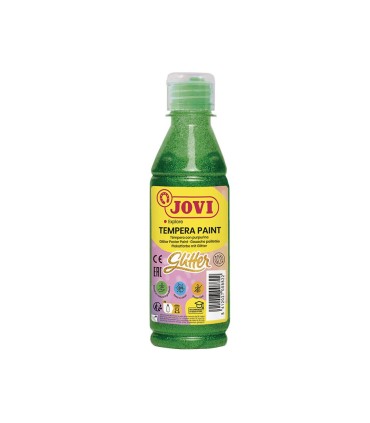 BOTELLA TEMPERA GLITTER VERDE JOVI 250ml  - PARTICULAS DE PURPURINA - SECADO RAPIDO